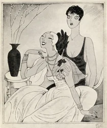 Lorelei och Dorothy, illustration från "But Gentlemen Marry Brunettes" av Anita Loos, publicerad 1928